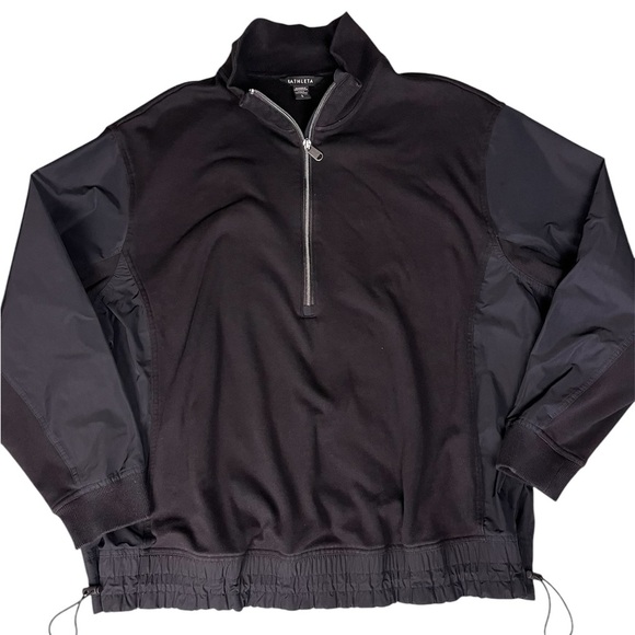 Athleta Triumph Hybrid 1/4 Zip Pullover Black Size Large - Picture 2 of 10